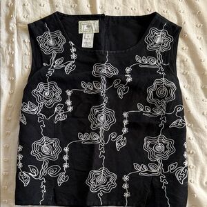 Susan Bristol Black and White Embroidered Blouse